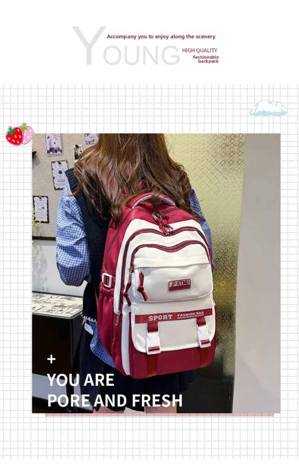 Academy Style School Bag Book Bag Lightweight College Student Backpack(Red)