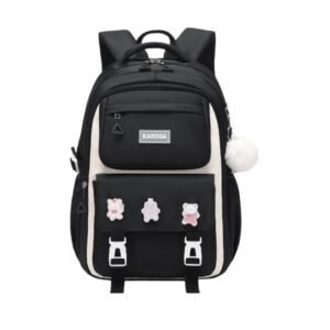 Kids Backpack Children School Bags Waterproof Primary Schoolbag Book Bag (black)